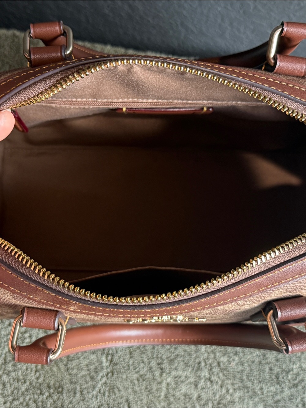 Coach Rowan Satchel in Signature Canvas Brown - Picture 9 of 15